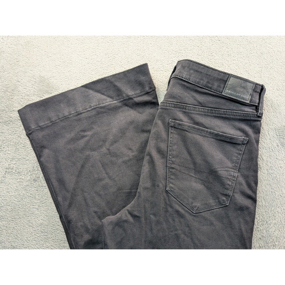 American Eagle Super High Rise Flare Jeans Black Next Level Stretch 10 Short